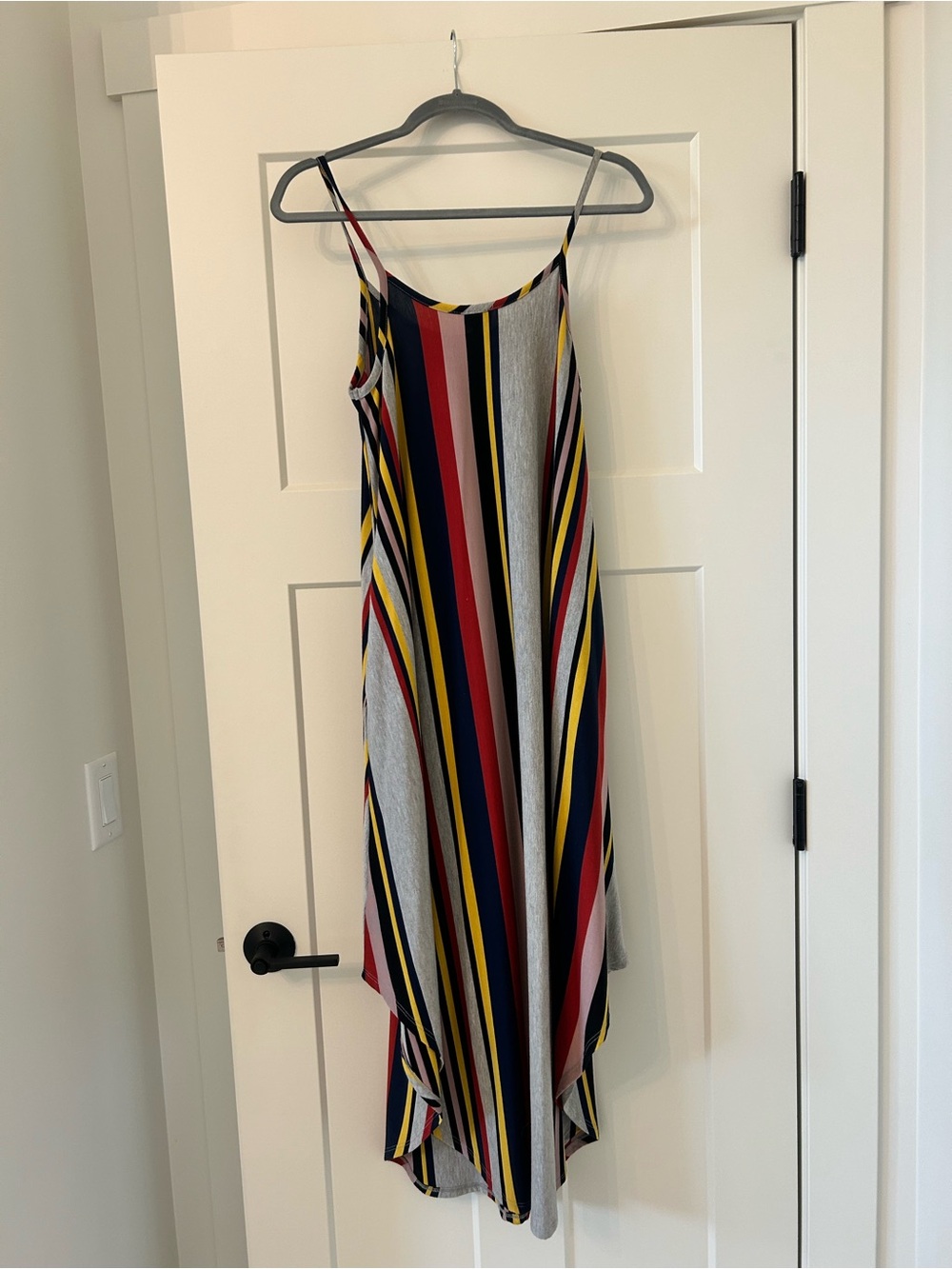 Peyton Jensen Striped Asymmetrical Midi Dress in Multicolor